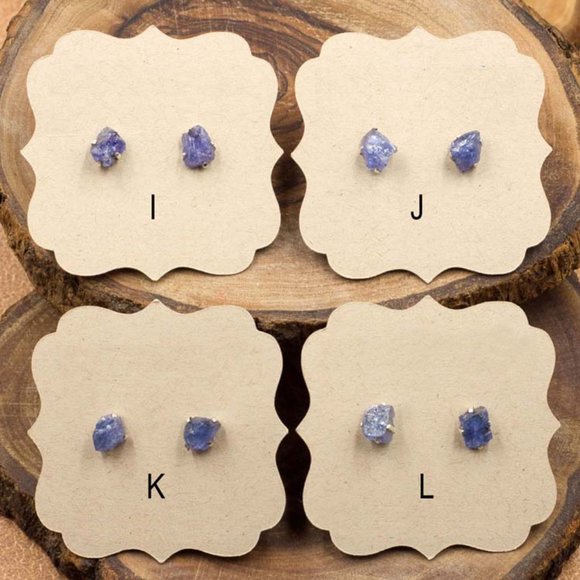 Tanzanite and Sterling Silver Crystal Stud Earrings - Choose the Pair you want - Picture 4 of 4